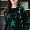 Chandails pour femmes automne et hiver coréen l'étoile col rond couleur correspondant pull en tricot ample décontracté tout-match haut de fond
