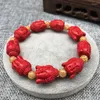 Strand Cinnabar Buddha Head Amulet Thread Armband för kvinnor Charm Friendship Par Pendent Armband Men Gift