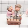 Objets décoratifs Figurines Grands-parents Modèle Ornement Creative Sweety Lovers Couple Ornements Décoration de maison moderne Living Roo Dhqmk