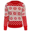 Frauenpullover 2023 Frauen Weihnachten Gestrickte Herbst Weibliche Langarm Pullover Schneeflocke Rot Pullover Femme Party Kleidung