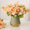 Decorative Flowers Beautiful Artificial Flower Rose Hydrangea Silk Fake Bouquet Home Wedding Christmas Party DIY Decoration