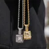 Iced Out Initial Letter Necklace Pendant Gold Silver Cube Dice Hiphop Necklace Mens Hip Hop Jewelry198C