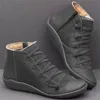 Snow 163 inverno vera in pelle vera caviglia scarpe pianeggianti primaverili vintage corta con pelliccia per donne allacciati stivali 230923 a