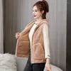 Damesvesten 2023 Dubbelzijdig Coral Fleece Jas Dames Herfst Kapmantel Mouwloos Tops Vrouwelijk Vest Warm Fluwelen Tank Bovenkleding