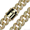 Mrożone łańcuchy hip hop duży diamentowy naszyjnik mikro sześcien z cyrkoniem miedziany Naszyjnik Zestaw z diamentami 18K Gold Splating Cuba 221e