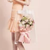 Present Wrap 10st Transparent Mini Bouquet Handle Bag Packaging för rosor Rose Flower Wrapping Florist Supplies Packing