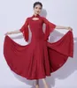 Stage Wear Waltz Ballroom Competition Dress Foxtrot Costume Ruffled Loose Half Sleeves Slit Hem Dance Ball Gowns Performance Clothes