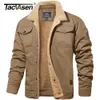 Men's Down Parkas TACVASEN Turn-down Collar Winter Cotton Jackets Mens Sherpa Fleece Trucker Parka Green Tactical Cargo Coats Clothes Overcoats 230922