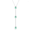 Kedjor 2023 Högkvalitativ Fashion Green Crystal Strip Rhinestone Long Chain Necklace Dress Party Jewelry Wholesale