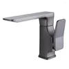 Bathroom Sink Faucets Gun Grey Basin Waterfall Faucet Solid Brass Mixer & Cold Single Handle Deck Mounted Lavatory Tap Black Gold