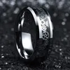 Vintage Silver Color Gear Wheel rostfritt stål Män ringer Celtic Dragon Black Carbon Fiber Inlay Ring Mens Wedding Band283k
