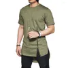 Мужские футболки, уличная модная тонкая летняя асимметричная мужская футболка с коротким рукавом на молнии, футболки в стиле хип-хоп
