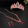 Ketting Oorbellen Set Kroon Oorbel 3 Stuks Glanzende Strass Legering Sieraden Tiara's Kettingen Valentijnsdag Kerstcadeau