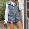 Gilets pour femmes veste sans manches gilet manteau pour femme mode moyen Long Denim manteaux automne boutonné vestes poche