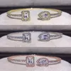 Bangle Trendy Cubic Zirconia Justerbara öppna armband manschettarmband för kvinnor 2023 Luxury Gold Color Wedding Jewelry Anniversary Presents