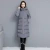 Manteau d'hiver en coton pour Femme, rembourré, chaud, Maxi bouffant, Parka longue et Slim, veste à capuche pour Femme