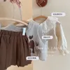 Clothing Sets Girls Sweet Suits Autumn Outfit Baby College Spring Pleated SkirtSweater VestShirt 3Pcs Kids 230923