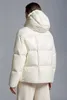 2023 Herfst Winter Vrouwen Witte Eendendons Parka Jassen Rits Enkele Breasted Capuchon Gestreepte Vrouw Slanke Korte Jassen MK23036-1