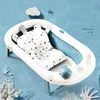 Bathing Tubs Seats Baby shower bathtub mat non-slip bathtub seat support cushion born safe bath portable foldable soft pillow 230923