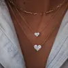 Chokers 100% 925 Sterling Silver Girl Women Jewelry Cute Lovely Sparking Bling Cz Small Heart Necklace 230923