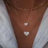 Chokers 100% 925 Sterling Silber Mädchen Frauen Schmuck Nette Reizende Funkelnde Bling CZ Kleine Herz Halskette 230923