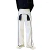 Pantaloni da uomo 2023Splice Nero Uomo Moda Vintage Bianco Abito casual Completo Pantalone Uomo Coreano Streetwear Chic Trend Pantaloni a gamba larga Maschile