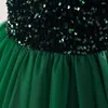 Girl Dresses Girls V Neck Formal Long Sequins Bridesmaid Kids Dress Teen Children Princess Short Sleeves Wedding Christmas Year Gown