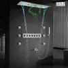 Ceiling Embedded LED Shower System With Music Speaker 36X12 Inch Shower Head Bathroom Thermostatic Shower Faucet Set