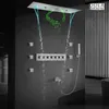 Système de douche LED intégré au plafond, avec haut-parleur musical, pomme de douche 36x12 pouces, ensemble de robinets de douche thermostatiques pour salle de bains