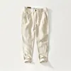 Men's Pants Cotton And Linen Multi-pocket Casual Simple Fashionable Solid Color Loose Fitting Straight Men