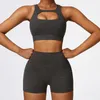 Aktywne zestawy Women Fitness Gym Założ się Push Up Trening Women Sport Bra Bra Brorts Dwuczęściowy do sportowej purpurowy czerwony czerwony