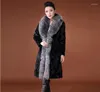 Futra dla kobiet jesienna sztuczna kurtka skórzana damska długie płaszcze Zima zagęszcza ciepły płaszcz Kobiety szczupły kurtki mody duży kołnierz