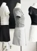 Arbetsklänningar Sommar två bitar för kvinnor veckade kortärmad t-shirt bodycon draperad sjöjungfru kjol kläder 2023 modeduk