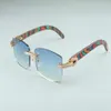 Newest 3524012-10 big diamond sunglasses peacock wood glasses square piece eyeglasses fashion men's and women's boundl243s