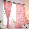 Tenda Cartoon Blackout per neonate Camera da letto Ricamato 3D Pink Love Heart Lusso Bambini Finestra Tende Soggiorno M057H 230923