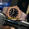 40mm Date Nautilus Black Dial 5711 1R-001 Japan Miyota Automatic Mens Watch 316L Rose Gold Steel Case Band Sport Wristwatches340H