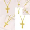 Colares pendentes 14k amarelo em ouro sólido gf italiano jesus crucifix cross cross figaro link colar 24 feminino mens m gota de gota dhiri