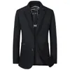 Homme Costumes Bureau Blazer Normal Coupe standard Couleur Pleine Simple Boutonnage Deux boutons Beige Gris Noir 2023