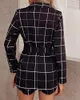 Kvinnors spårningsdräkter EWSFV 2023 Spring and Summer Women Fashion Commuter Temperament Black Plaid Sight Jacket Shorts