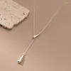 Chains 925 Sterling Silver Tassel Droplet Necklace For Women's Fashion And Minimalist Temperament Y-shaped Adjustable Neckchain Jewelry