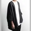 Chemises décontractées pour hommes 2023 Mode Été Style sombre Cardigan en lin Batshirt Cape Châle Chemise sans col Tendance
