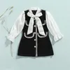 Girl's Dresses 1-6Y Kids Girls Autumn Dress Fashion Baby Long Sleeve Pearls Single-breasted Party Princess Dress Children Clothes 230923