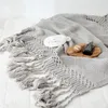 Couvertures pour lits tricotées à la main, couverture de canapé, accessoires P o, pompon pondéré, climatisation, tricot épais, 230923