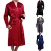 Mäns Sleepwear Summer Lounge Sleep Imitation Twill Silk Autumn Robes Classic Clothes Pocket Long Bathrobe Home