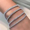 Boncuklu iplikçikler 925 STERLING Gümüş 3mm 5mm 17cm 19cm CZ Tenis Bileklik Bileklik Kadınlar İçin Düğün Moda Takı Tüm Mesih220b