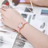 Julius модные женские часы с кожаным ремешком ярких цветов с полым циферблатом, специально для молодых Relojes Mujer Bayan Kol Saati JA-912277r
