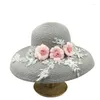 Cappelli a tesa larga da donna grande cappello di paglia fiore protezione solare estiva pescatore all'aperto viaggio UV spiaggia matrimonio Po