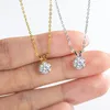 Pendant Necklaces 100% Real 1ct 6.5MM Gold Plated Pendant Sterling Silver S925 Chain Necklaces Fine Jewelry For Women Anniversary Gifts 230922