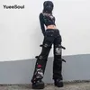 Pantalons pour femmes Capris gothique Emo Alt femmes pantalons Techwear Hippie Baggy pantalon maman Goth Punk noir Cargo pantalon Cyber Y2k pantalon académique vêtements sombres 230923