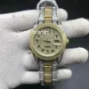 Voller Diamond Arabisch Zifferblatt Uhr 37mm Luxus vereisere Uhr Automatisch Männer Silber Gold Zwei -Ton -Wasserdichte Edelstahl Diamant 331d